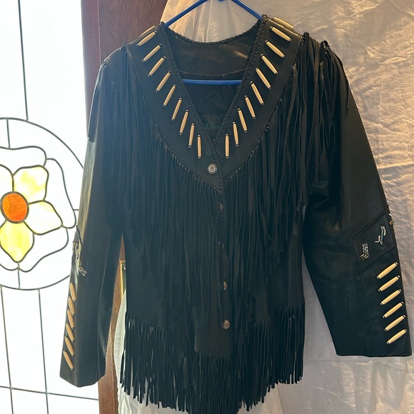 A.M. Bernardo leather beaded coat - Picture 1 of 7